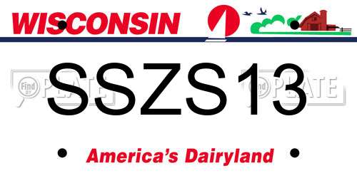 SSZS13 Wisconsin License Plate