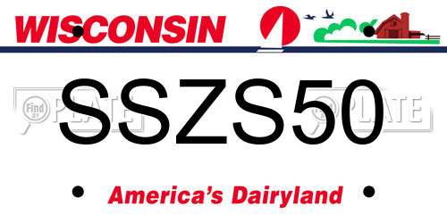 SSZS50 Wisconsin License Plate
