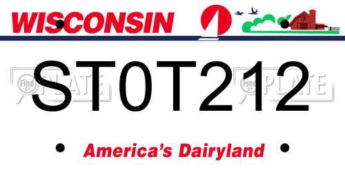 ST0T212 Wisconsin License Plate