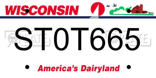 ST0T665 Wisconsin License Plate