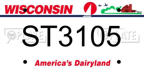 ST3105 Wisconsin License Plate
