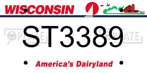 ST3389 Wisconsin License Plate