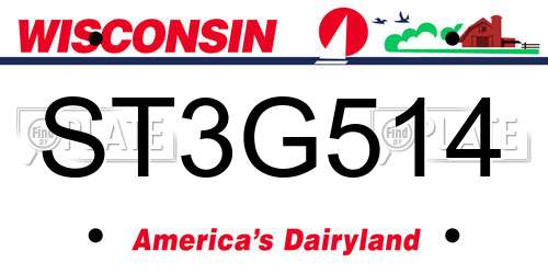ST3G514 Wisconsin License Plate