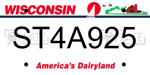 ST4A925 Wisconsin License Plate