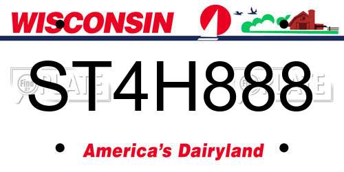ST4H888 Wisconsin License Plate