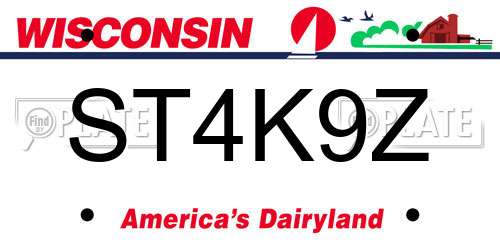 ST4K9Z Wisconsin License Plate