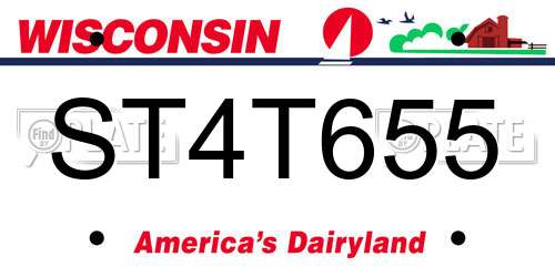 ST4T655 Wisconsin License Plate