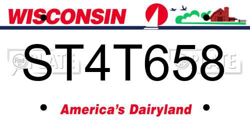 ST4T658 Wisconsin License Plate