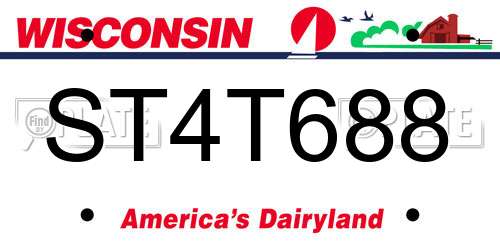 ST4T688 Wisconsin License Plate