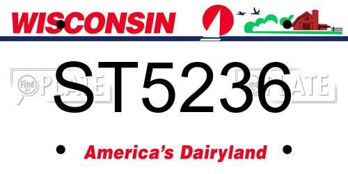 ST5236 Wisconsin License Plate