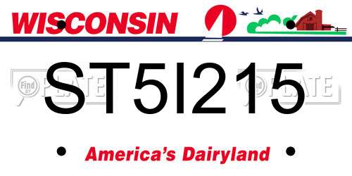 ST5I215 Wisconsin License Plate