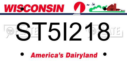 ST5I218 Wisconsin License Plate