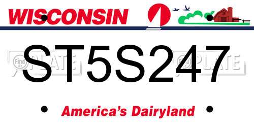 ST5S247 Wisconsin License Plate