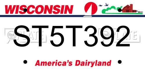ST5T392 Wisconsin License Plate