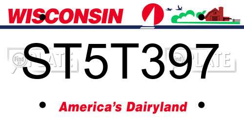 ST5T397 Wisconsin License Plate