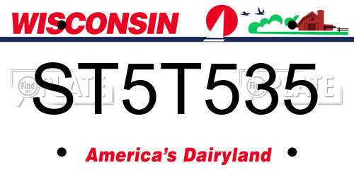 ST5T535 Wisconsin License Plate