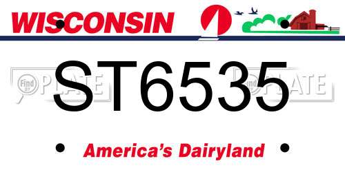 ST6535 Wisconsin License Plate