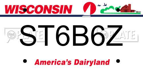 ST6B6Z Wisconsin License Plate