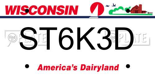 ST6K3D Wisconsin License Plate