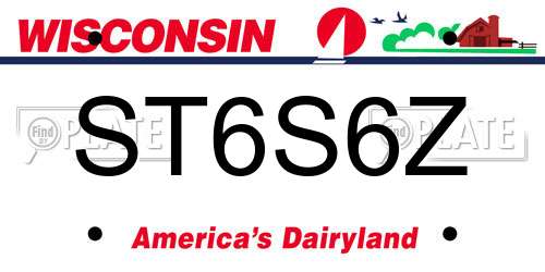 ST6S6Z Wisconsin License Plate
