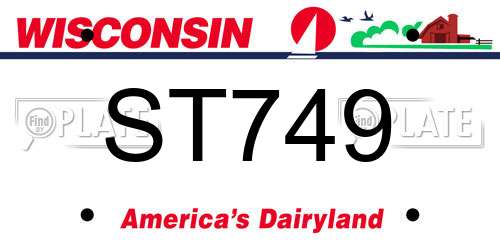 ST749 Wisconsin License Plate