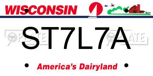 ST7L7A Wisconsin License Plate