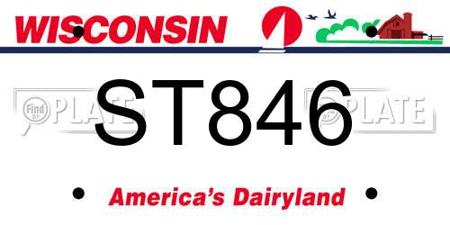 ST846 Wisconsin License Plate