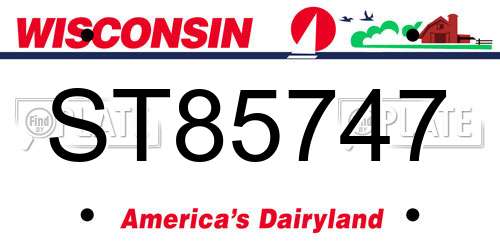 ST85747 Wisconsin License Plate