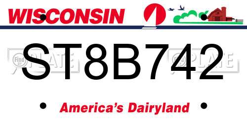 ST8B742 Wisconsin License Plate