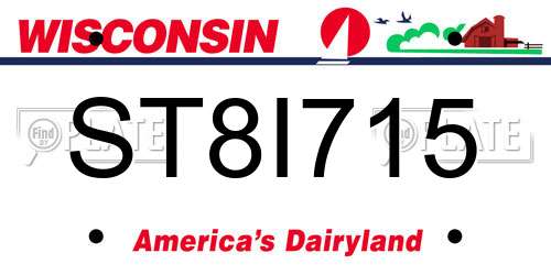ST8I715 Wisconsin License Plate