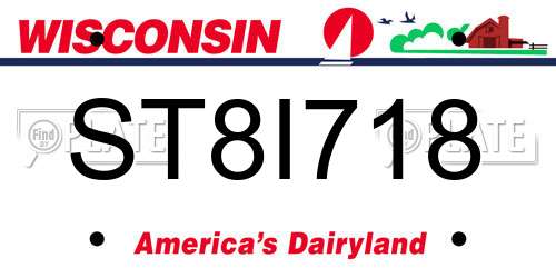 ST8I718 Wisconsin License Plate