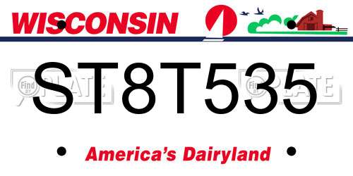ST8T535 Wisconsin License Plate
