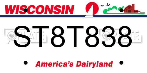 ST8T838 Wisconsin License Plate
