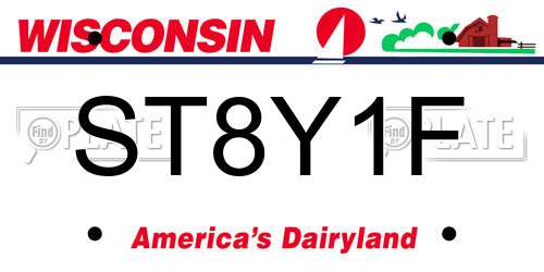 ST8Y1F Wisconsin License Plate
