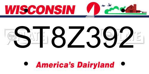 ST8Z392 Wisconsin License Plate