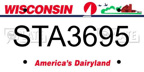 STA3695 Wisconsin License Plate