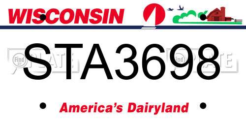 STA3698 Wisconsin License Plate