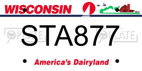 STA877 Wisconsin License Plate