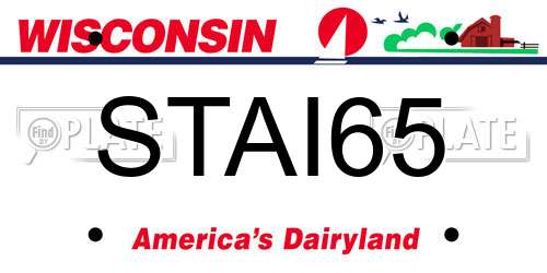 STAI65 Wisconsin License Plate