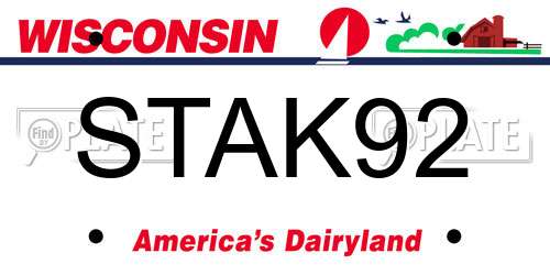 STAK92 Wisconsin License Plate