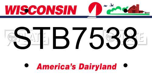 STB7538 Wisconsin License Plate