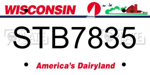 STB7835 Wisconsin License Plate