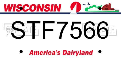 STF7566 Wisconsin License Plate