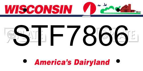 STF7866 Wisconsin License Plate