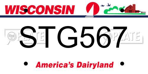 STG567 Wisconsin License Plate