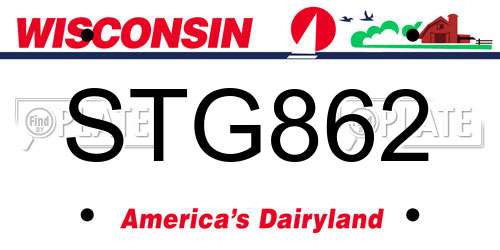 STG862 Wisconsin License Plate