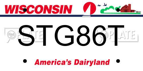 STG86T Wisconsin License Plate