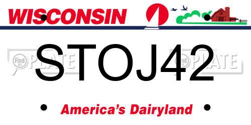STOJ42 Wisconsin License Plate