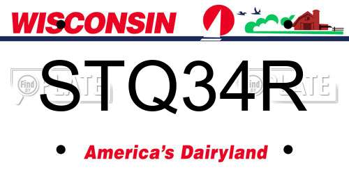 STQ34R Wisconsin License Plate