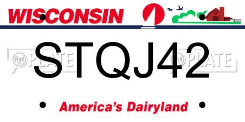 STQJ42 Wisconsin License Plate